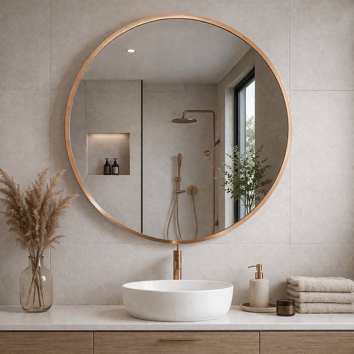 Dutchers Ronde Wandspiegel - Goud - 50 cm