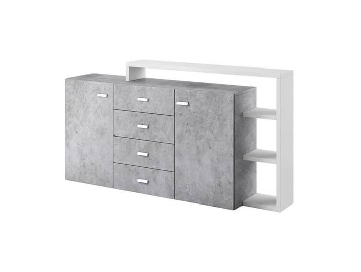 Buffet avec étagère intégrée collection BERGAME 180cm. Coloris Gris et blanc. Style design 37