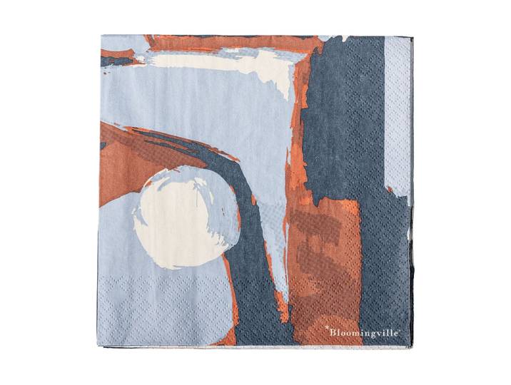 Bloomingville Serviette en papier Arty, lot de 20 Bleu