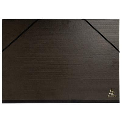 Exacompta Zeichenmappe mit Gummizug und 3 Klappen für Format DIN A3, Kraft schwarz, 32x45cm