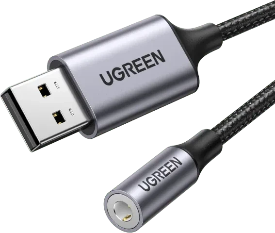 UGREEN USB 2.0 to 3.5mm Audio Adapter Aluminum Alloy 25cm (Dark Gray)