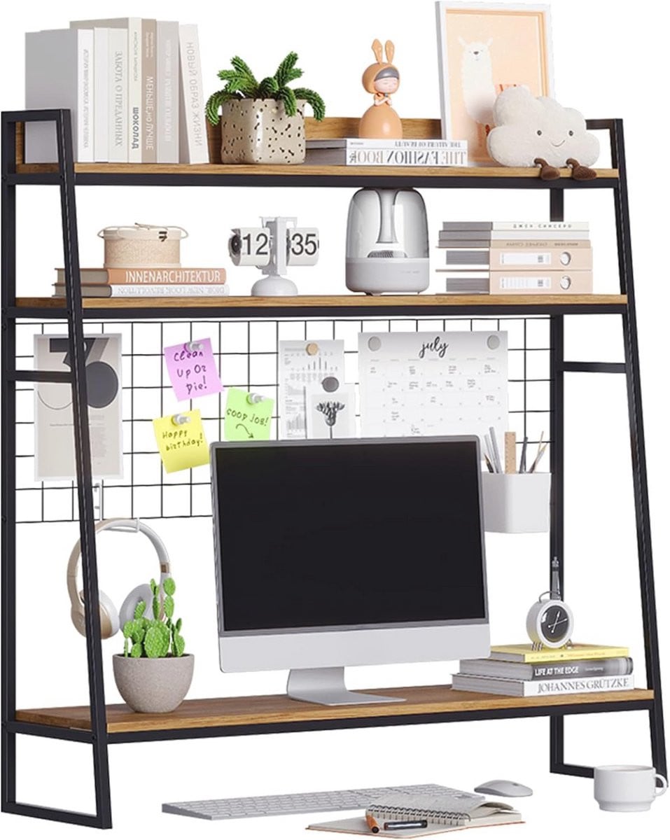 Houten Bureau Boekenkast en Desk Organizer voor Computer Display en Opslag