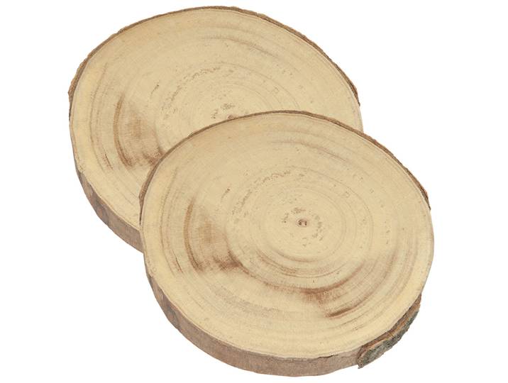 2er-Set Untersetzer aus Holz, Baumstamm Scheiben als Dekoration aus Holz, 20 x 20 x 3 cm