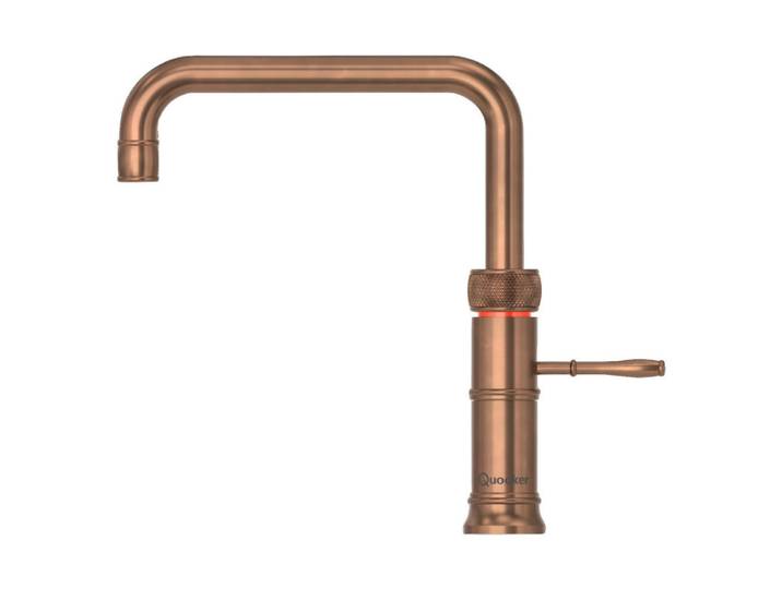 Quooker Küchenarmatur Classic Fusion Square, Messingfarben, Metall, 5x29.1x25.1 cm, Made in Europe, flexible Anschlussschläuche, schwenkbarer Auslauf, Trinkwassersystem, Keramikkartusche, für kochendes Wasser geeignet, für Sprudelwasser geeignet, Küchen, Küchenausstattung, Trinkwassersysteme