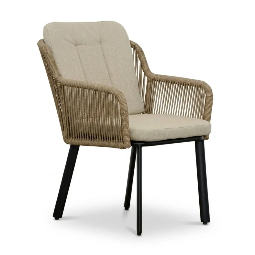 LUX Italo dining tuinstoel met touw en aluminium in Sahara Dust