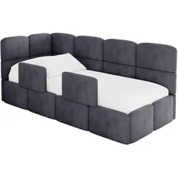 EINZELLBETT Jugendbett mit Bettkasten, Rechts - KIVY 90x200 Dunkelgrau