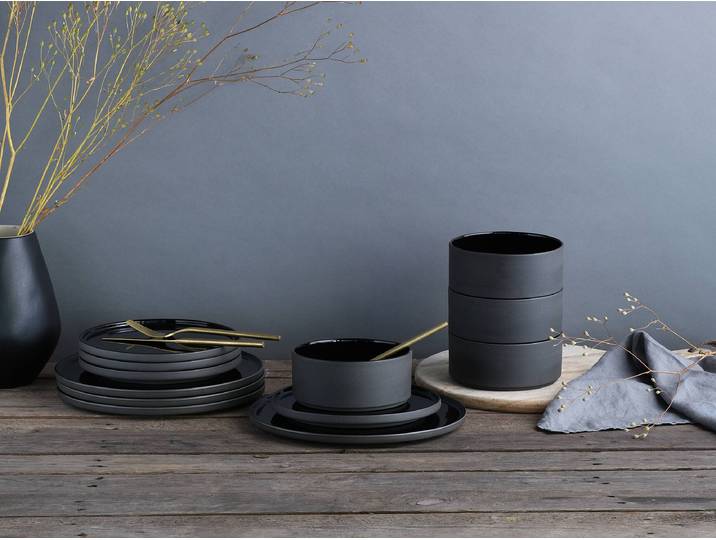 Ensemble d'assiettes et de bols Futuro Noir/Noir