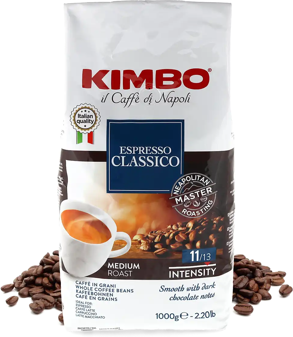 1 kg Espresso Classico Kimbo Grains de café - Torréfaction moyenne - Chocolat, Sucré - Noir - Meilleur café - Pas cher