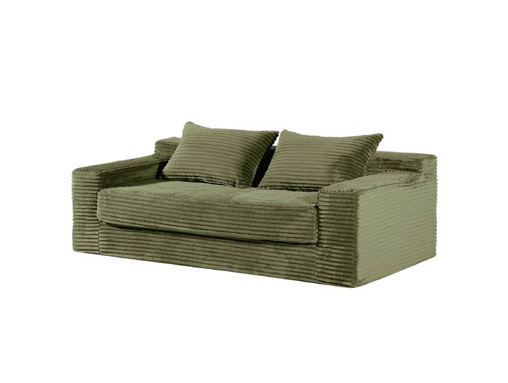 2-Sitzer Sofa Grün Cordstoff Vaida 203 x 60 x 100cm Basic