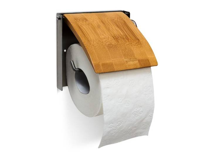 Relaxdays Toilettenpapierhalter Bambus
