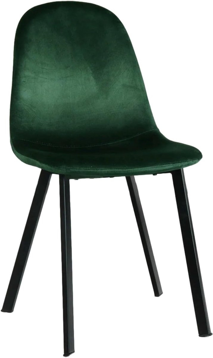 Set van 6 Velvet Eetkamerstoelen - Donkergroen