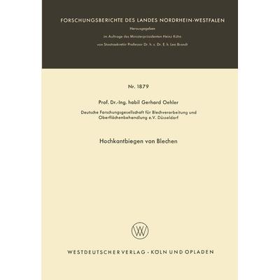 Hochkantbiegen von Blechen, Taschenbuch von Gerhard Oehler, VS Verlag für Sozialwissenschaften, 978-3-663-06345-2