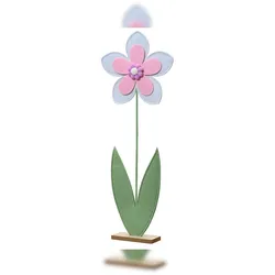 Decoris Dekofigur Blume 23x63cm Filz Dekoblume Filzblumen Kunstblumen Osterdeko künstliche Blumen Frühlingsdeko Weiß Rosa Grün