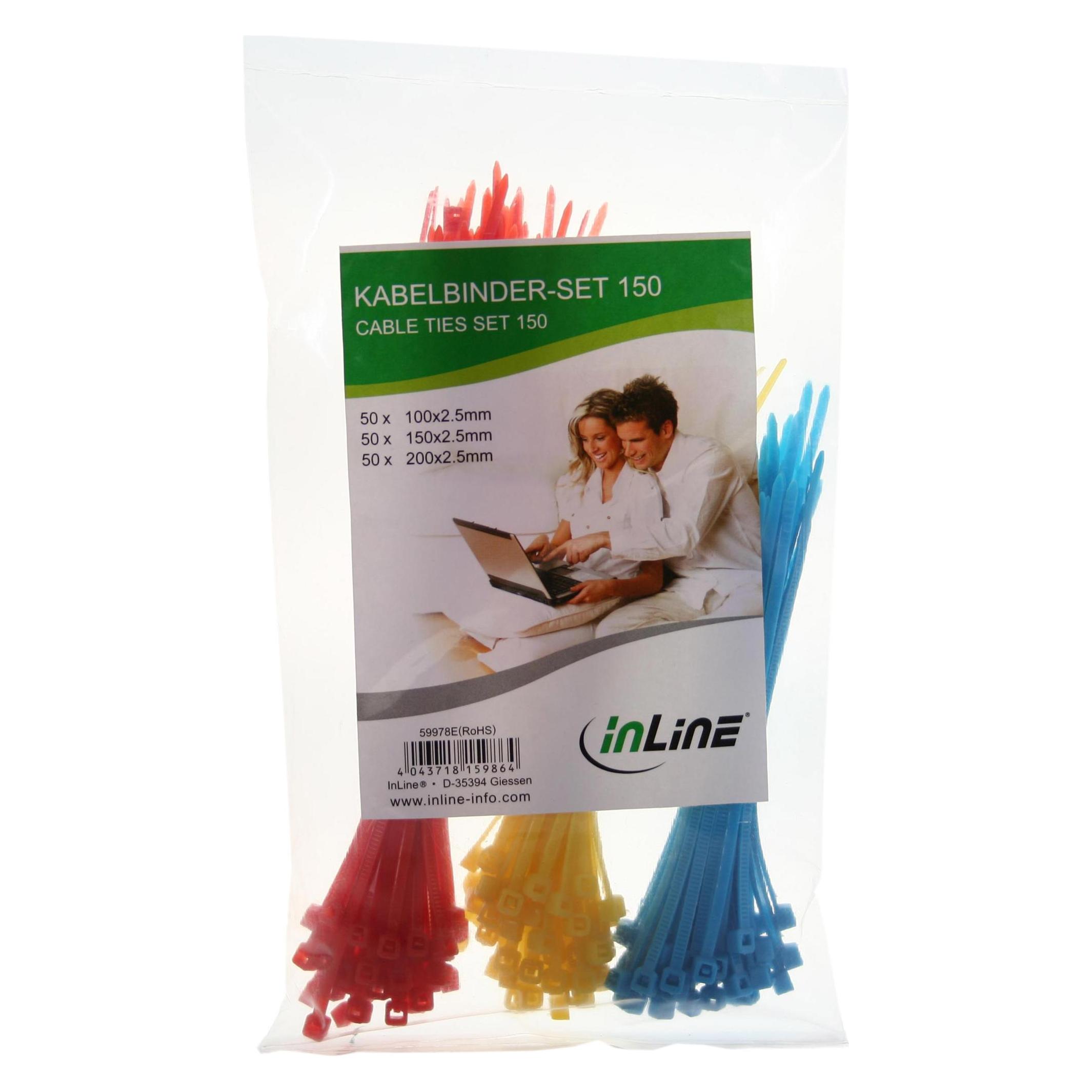 InLine Kabelbinder-Set (Kunststoffkabelbinder, 100 mm, 150 Stk.) (59978E)