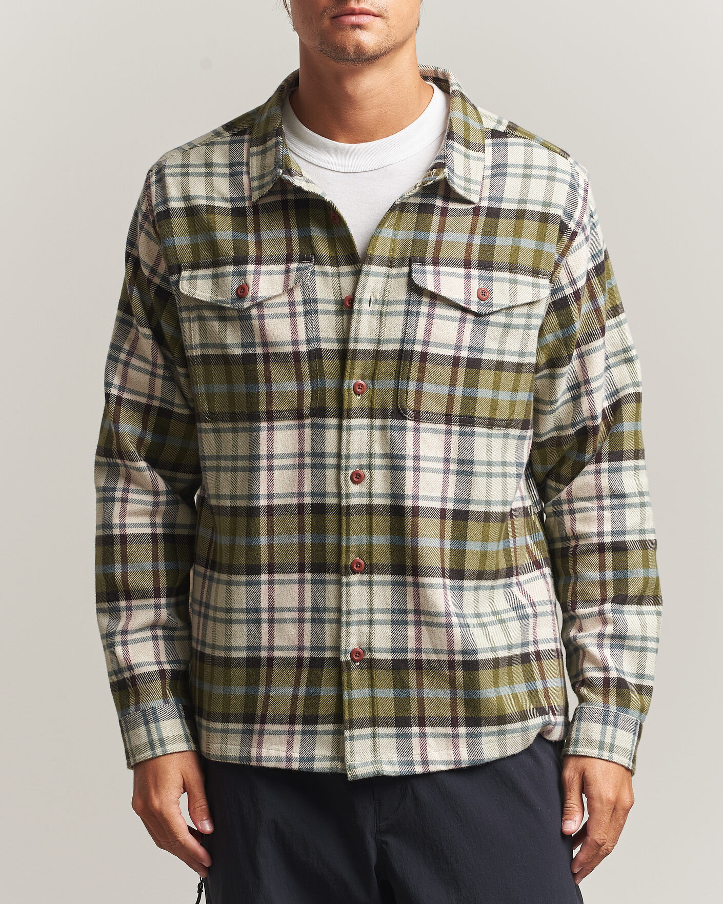 Patagonia Fjord Flannel Shirt Weathered Stone men S Grøn