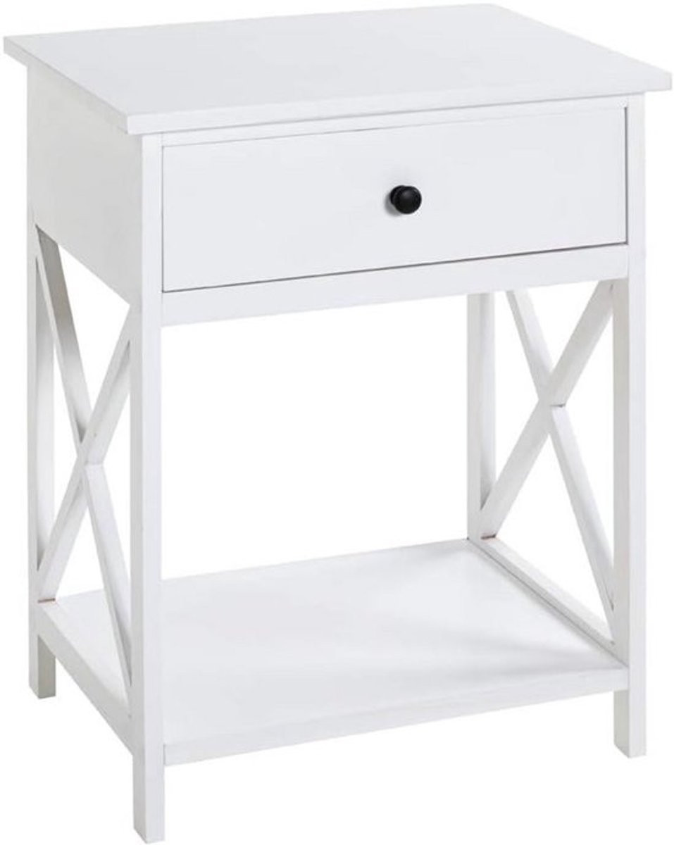 Scandinavische Bijzettafel Wit met Lade - Compact en Stijlvol