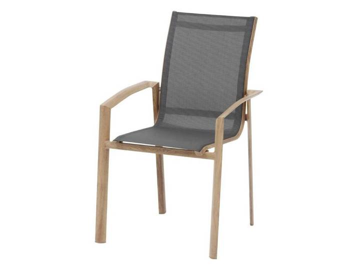Fauteuil de jardin empilable  Axant  gris poivre & honey aluminium et texaline - Hespéride