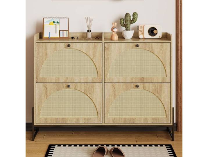 Armoire à chaussures - TRUXEN8 - 4 volets - Sécurité - Design moderne - PE-Rattan
