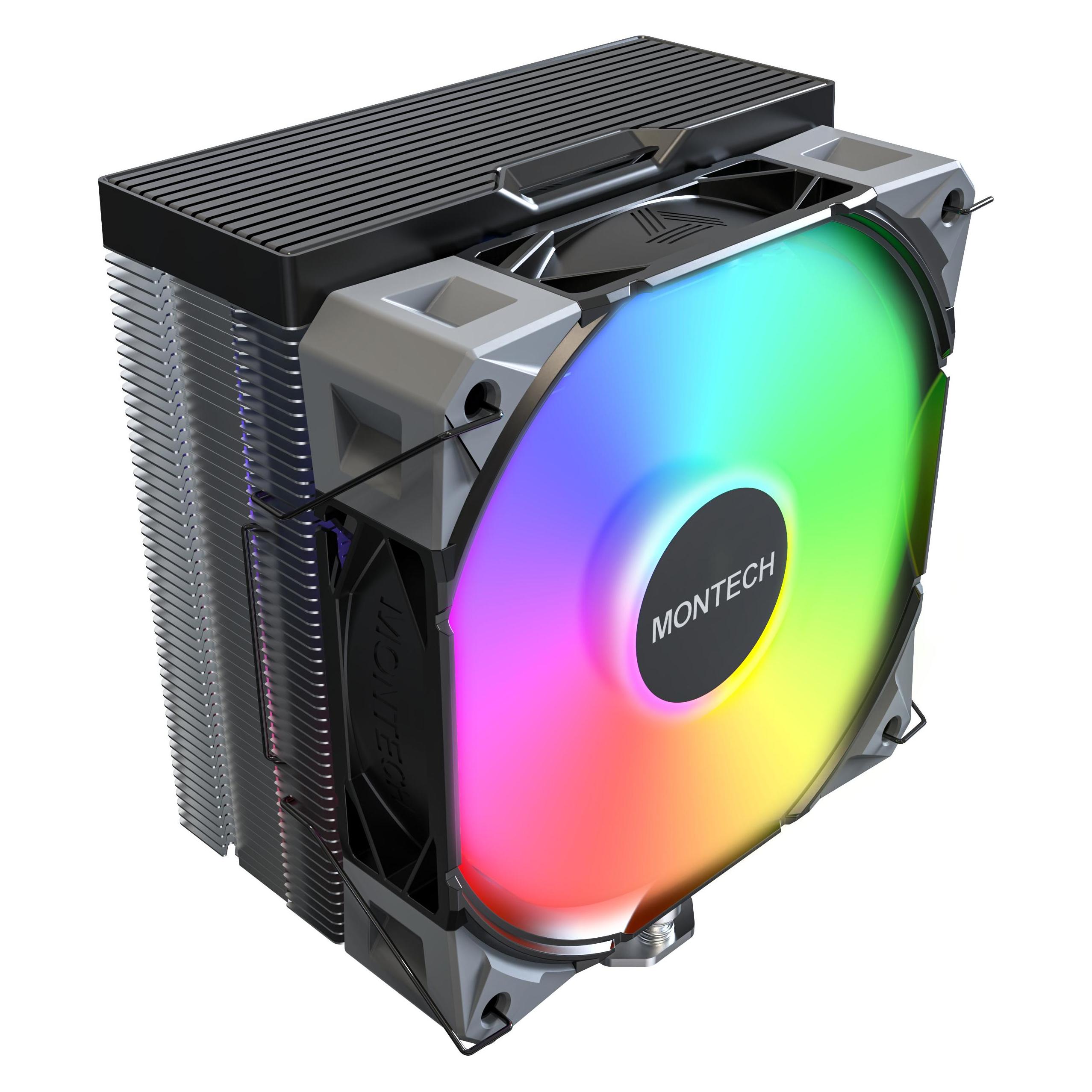 Montech NX400 Black CPU-Kühler, ARGB - 120mm, schwarz (120 mm) (NX400 BLACK ARGB)