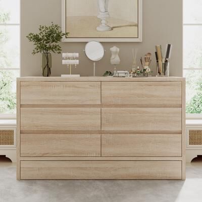 Timechee "Rustic Oak Finish Storage Cabinet with Flip-Up Secret Drawers and Foot-Activated Drawer Bookcase Dresser - 55.1"""