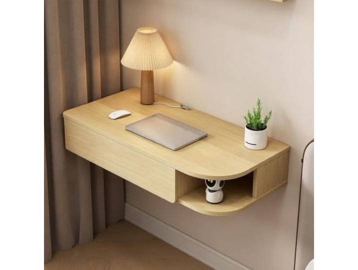 PGZMDTWI Schwebender Schminktisch, Wandtisch, Holz-Arbeitsplatz Platzsparendes Design mit Einfacher Aufbewahrung für Zuhause, Büro und Kleine Wohnung(Left C,80 cm31.50 in)