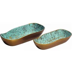 FineBuy, Dekoschale, Dekoschale 2er Set Aluminium Gold Schale Tischdeko Metall Wohnaccessoire Deko