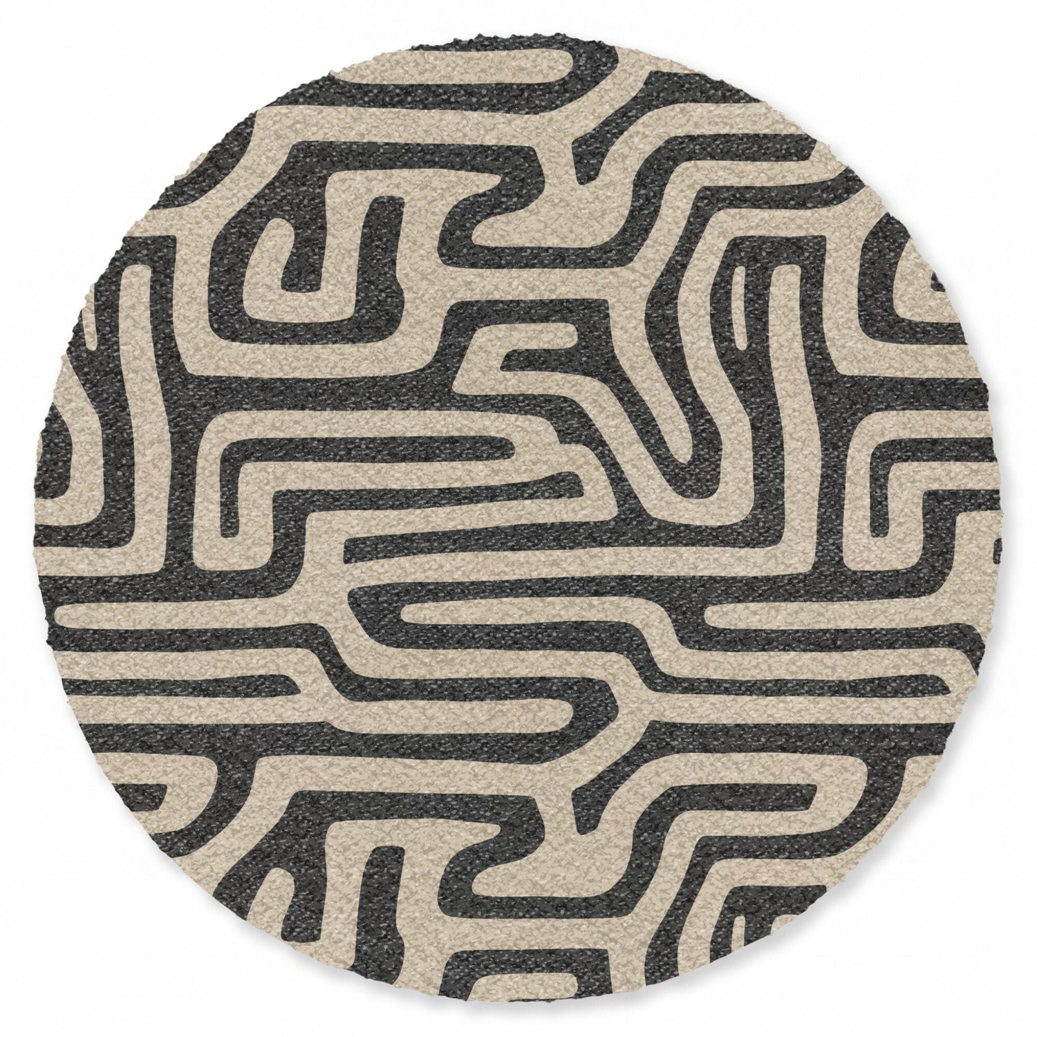 MuchoWow Ronde Deurmat met Grafisch Lijnen Print - Zwart - Diameter: 120 cm