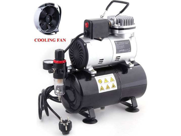 Timbertech Professionele piston-airbrush compressor met motor-afkoelende ventilator ABPST08