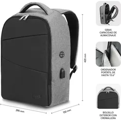 Subblim Mochila Secure V2 Ap Antitheft Backpack 16" Black (16"), Notebooktasche, Schwarz