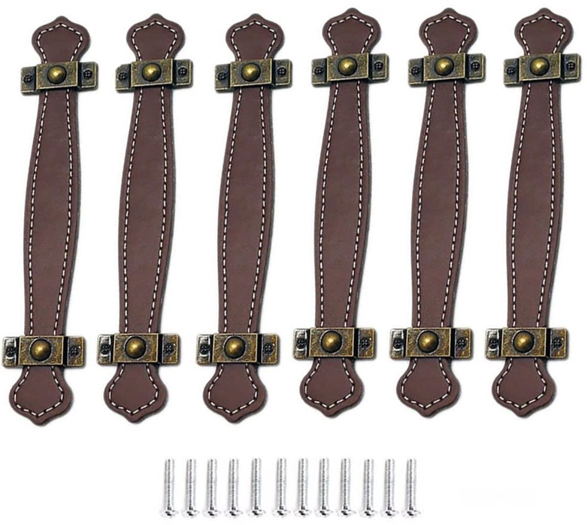 Solidchoice - Set van 6 Lederen Ladegrepen voor Meubels Lichtbruin