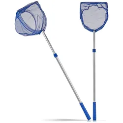 BigDean 2X Kescher 75-121 cm lang - Teichkescher mit Teleskopstange - Feinmaschig (2 mm) - Für Teich, Algen & Swimming-Pool - Algenkescher Nylon-Netz