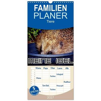 Familienplaner 2027 - Meine Igel mit 5 Spalten (Wandkalender, 21 x 45 cm) CALVENDO