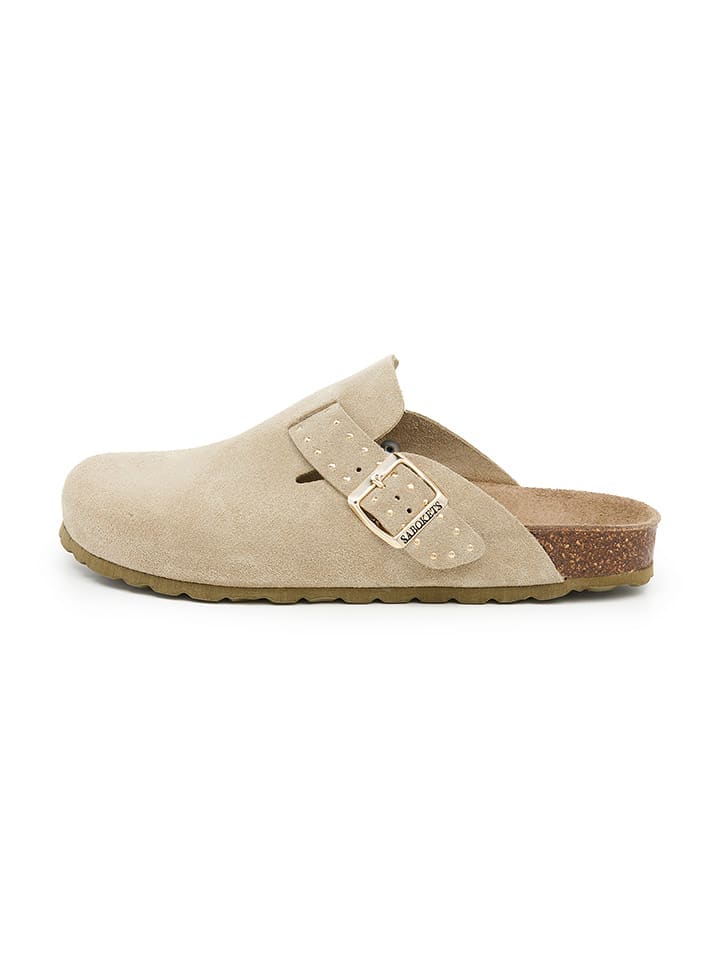 SABOKETS Leder-Clogs in Khaki - 41