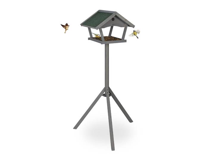 XXL Vogelfutterhaus mit Ständer Dunkelgrün-Grau