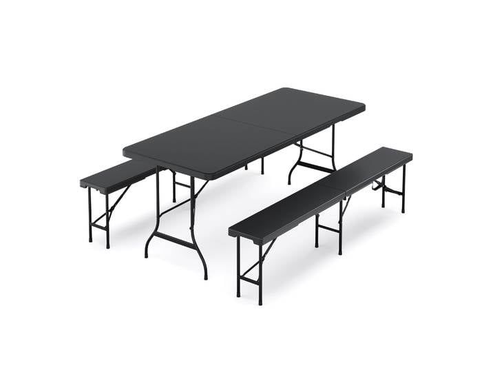 Campingtisch Garnitur klappbar 180 cm schwarz
