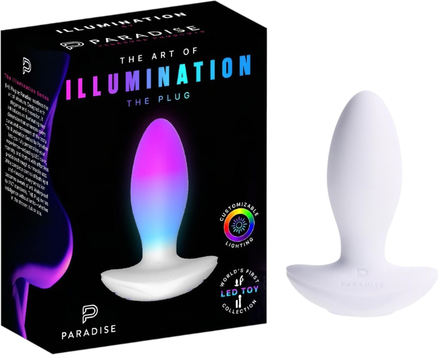 Paradise Illumination - light‑up vibrating anal plug (white)