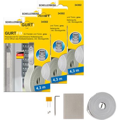 Reparatur-Set SCHELLENBERG "Rollladen Gurtfix für das Rollladensystem Maxi", grau, 3 Stk., Reparatur-Sets, für alte Gurtbänder in unterschiedlichen Farben, 23 mm x 4,3 m