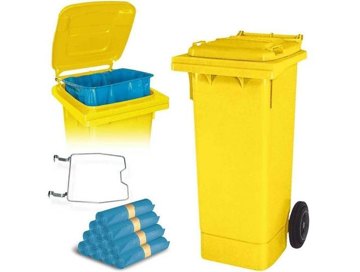 BRB-Lagertechnik Mülleimer BRB 80 Liter Mülltonne mit Halter für Müllsäcke + Müllsäcke, Mit Klemmring zur Befestigung der Müllsäcke