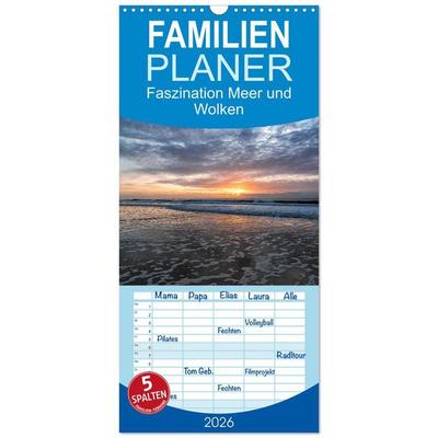 Familienplaner 2026 - Faszination Meer und Wolken mit 5 Spalten (Wandkalender, 21 x 45 cm) CALVENDO