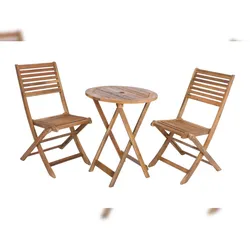 DELUKE Balkonmöbel-Set AMELIA - Akazie, Braun, Teak-Optik | Balkon-Set Gartenmöbel-Set Sitzgruppe für Balkon Balkonstuhl Balkontisch