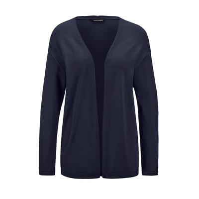Strickjacke GOLDNER "Offene Strickjacke in Kurzform", Damen, Gr. 42, blau (marine), Obermaterial: 60% Viskose CV. 40% Baumwolle CO., eng Rollkante, Strickjacken Strickjacke, keine/nicht relevant
