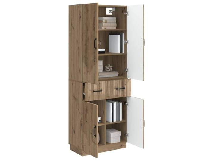 KTHLBRH 2-teiliges Schrank-Set aus Eiche, handgefertigt, aus technischem 4 Regale, 4 Türen, 1 Schublade, vielseitiger Stauraum, Montage erforderlich