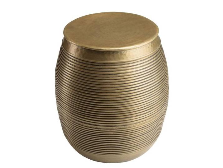 MACABANE HONORE - Table d'appoint aluminium 40x45cm strié couleur laiton
