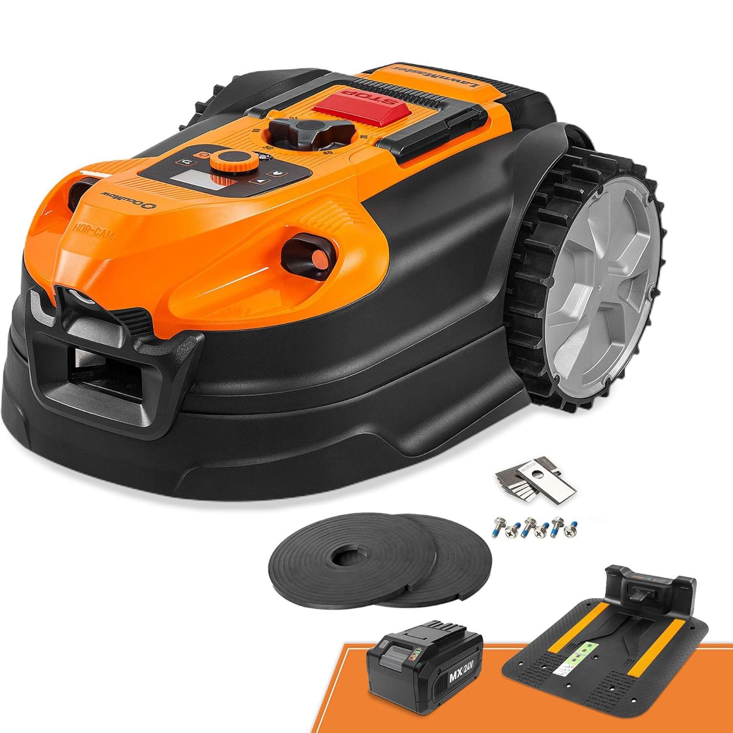 LawnMaster mähroboter ohne begrenzungskabel für bis zu 500m² 2ah Batterie Optische Navigation, Hindernisvermeidung, Automatische Ladestatio