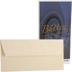 Rössler-Papier Briefumschläge ivory, DIN lang, ohne Fenster, nassklebend, 90g/m², 25 Stück