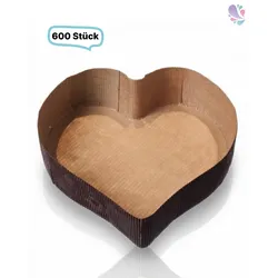 Papier-Backformen Herz klein, 600 Stück, 135x135x35mm, 420ml, Backofen geeignet, aluminiumfrei