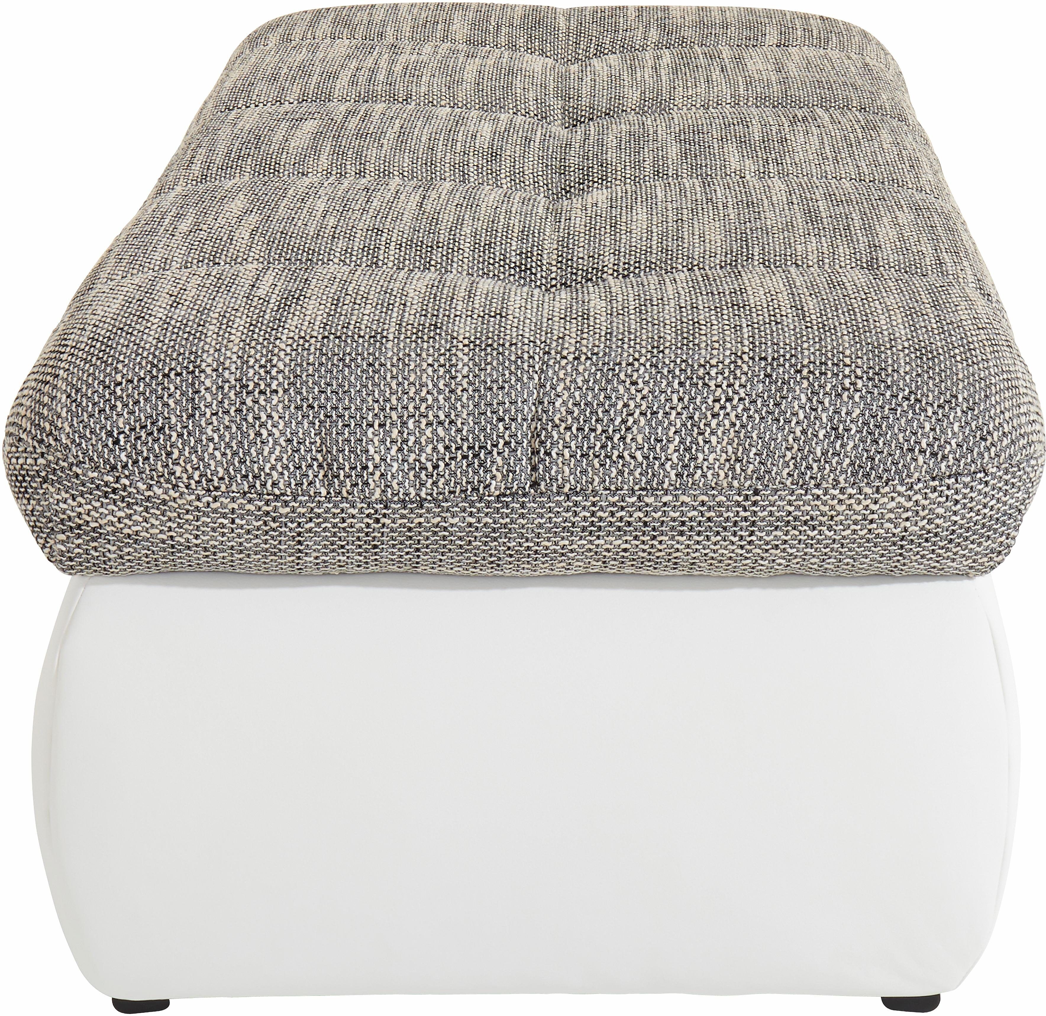Polsterhocker DOMO COLLECTION "MORIC 136x64 cm, praktisch und komfortabel", grau (weiß, weiß, grau), B:136cm H:43cm T:64cm, Kunstleder SOFTLUX / Struktur (90% Polyester/ 10% Polyacryl);Microfaser PRIMABELLE / Struktur (90% Polyester/ 10% Polyacryl), Hocke