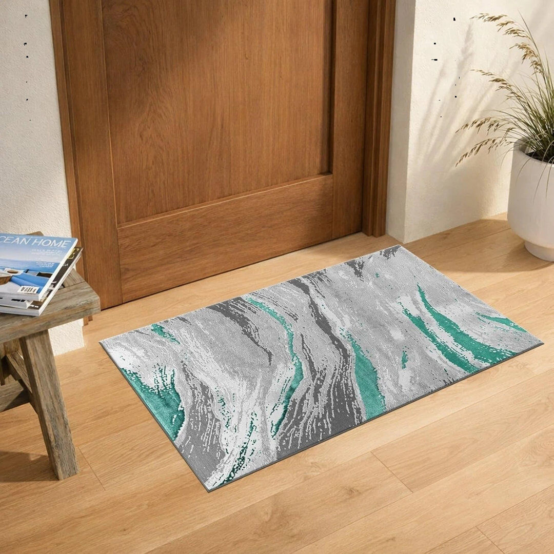 Brayden Studio Abstract Flatweave Area Rug Emerald Rectangle 160 x 230 cm