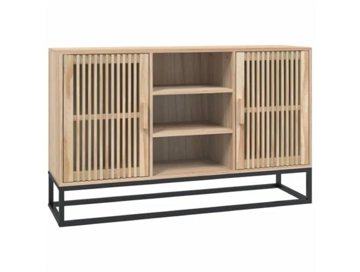 Fisinber Sideboard 105x30x65 cm Kommode Anrichte Holzwerkstoff Eisenbeine Kompakter Mehrzweckschrank mit Holztüren und stabilen Metallbeinen für Ordnung im Wohnzimmer oder Flur.