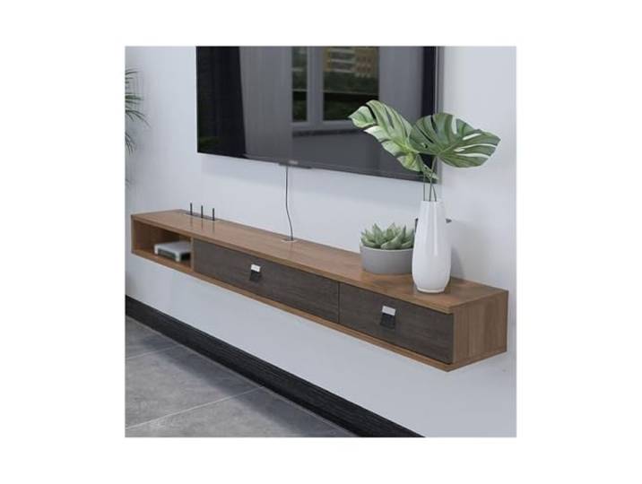 DFHS46JK Multimedia-Möbel Wandmontierter TV-Schrank mit 2 Türen, Entertainment Media Console Center für das Wohnzimmer(Bruin,Klein)